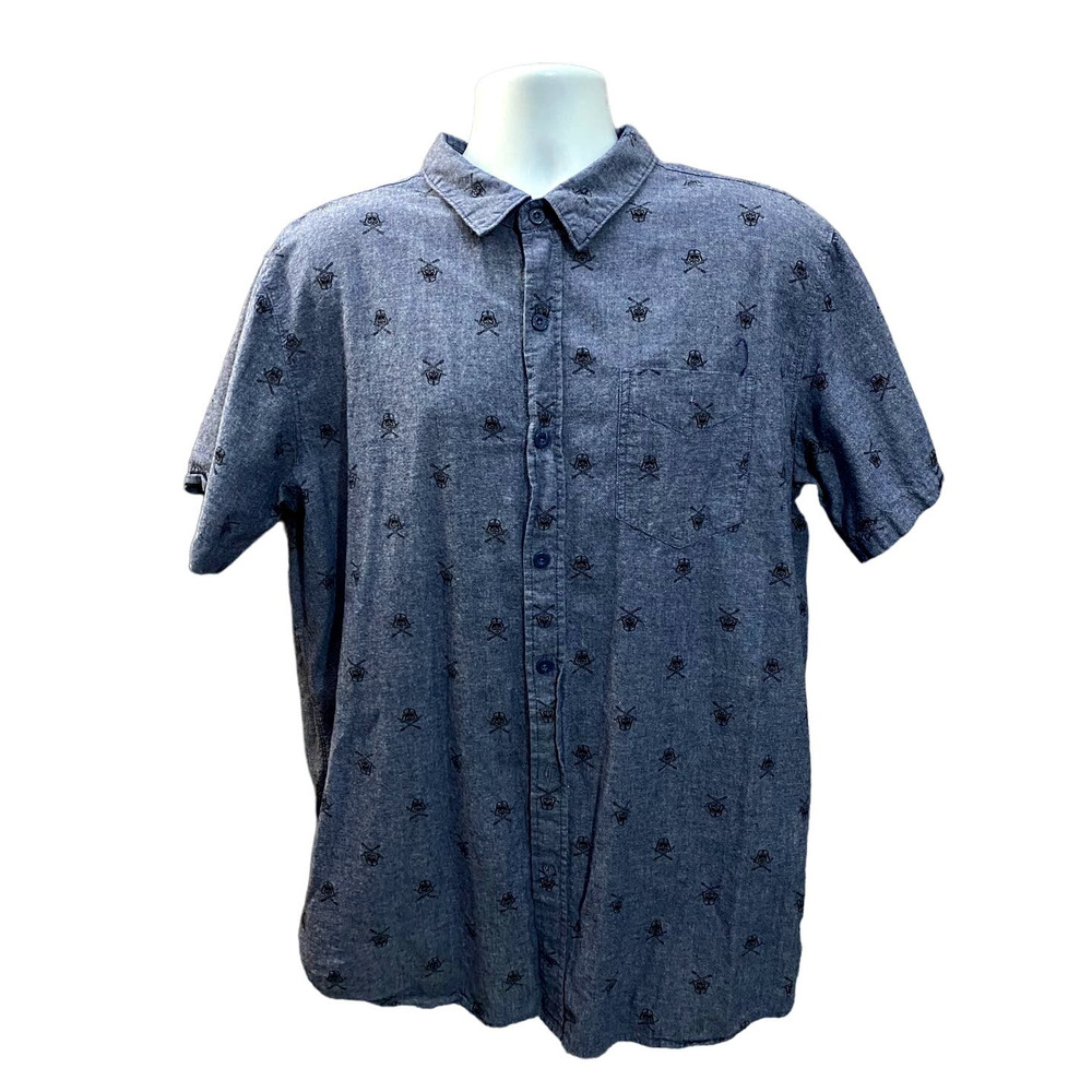 Star Wars Button Up Shirt size XL Blue with Lightsabers